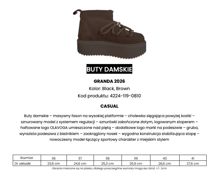 Buty damskie OLAVOGA GRANDA 2026 czerń