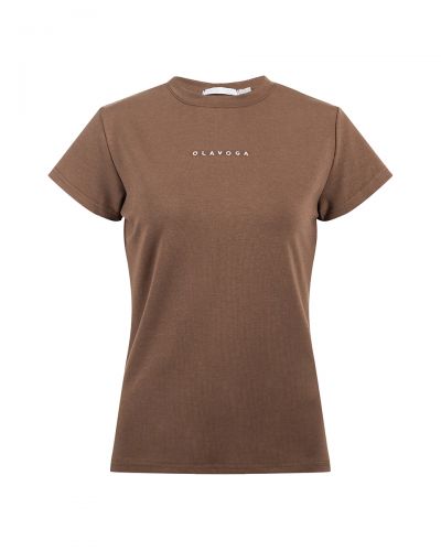 T-shirt damski OLAVOGA ESTONAR 2025 ciemny beż - FashionPlace - 4