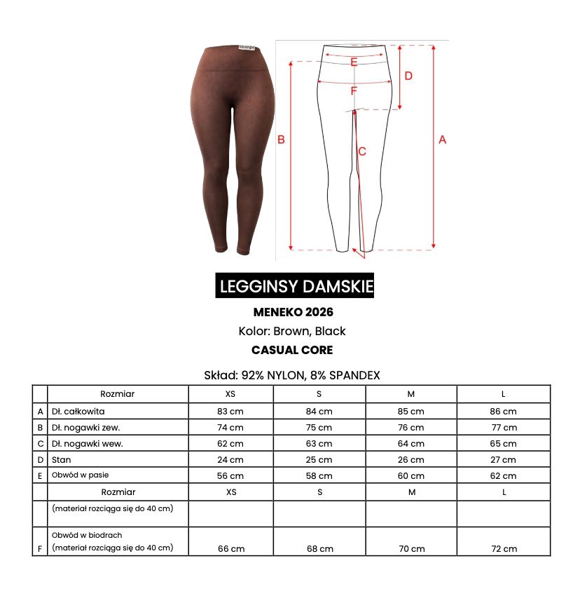 Legginsy damskie OLAVOGA MENEKO 2026 brąz