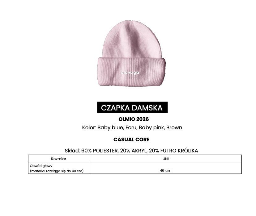 Czapka damska OLAVOGA OLMIO 2026 baby blue