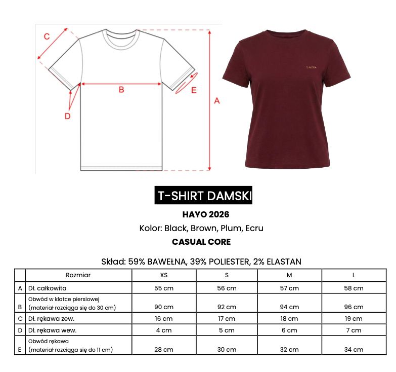 T-shirt damski OLAVOGA HAYO 2025 śliwka