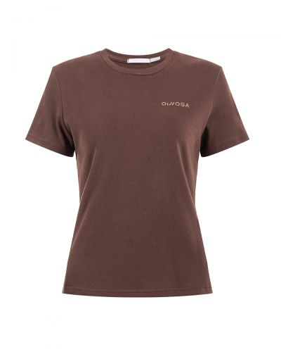 T-shirt damski OLAVOGA HAYO 2025 brąz - FashionPlace - 4