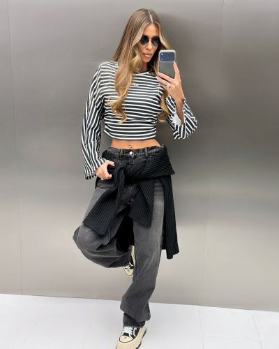 Bluzka damska OLAVOGA FLOAT 2025 black/ecru - FashionPlace - 2