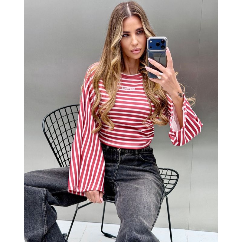 Bluzka damska OLAVOGA FLOAT 2025 red/ecru - FashionPlace - 1