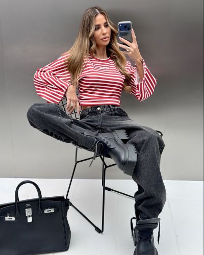 Bluzka damska OLAVOGA FLOAT 2025 red/ecru - FashionPlace - 2