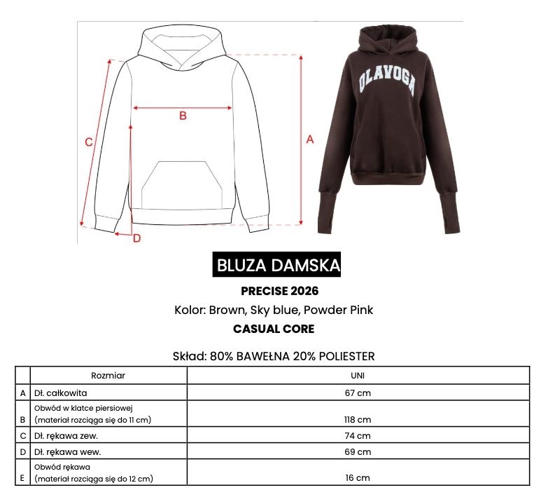 Bluza damska OLAVOGA PRECISE 2026 pudrowy róż