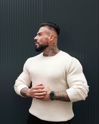 Sweter męski OLAVOGA SASIO 2026 ecru - FashionPlace - 1