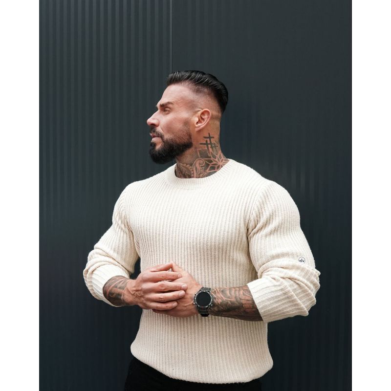 Sweter męski OLAVOGA SASIO 2026 ecru - FashionPlace - 1