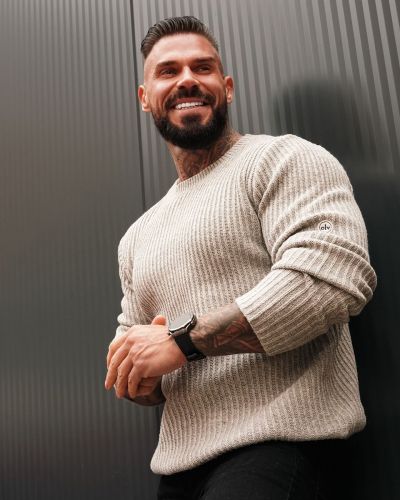 Sweter męski OLAVOGA SASIO 2026 szary - FashionPlace - 1