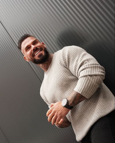 Sweter męski OLAVOGA SASIO 2026 szary - FashionPlace - 2