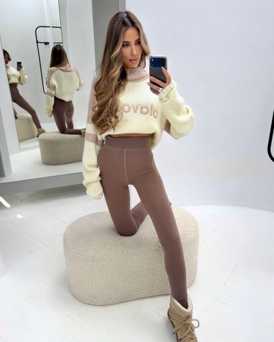 Legginsy damskie OLAVOGA NEBULA 2026 ciemny beż - FashionPlace - 2