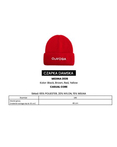 Czapka damska OLAVOGA MEDINA 2026 czerwień - FashionPlace - 5