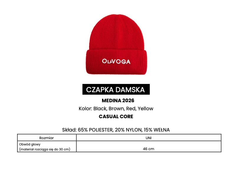 Czapka damska OLAVOGA MEDINA 2026 brąz