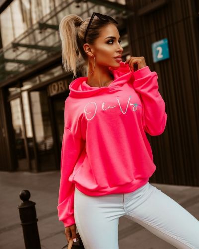Bluza damska OLAVOGA LOGO FLUO neon róż - FashionPlace - 1