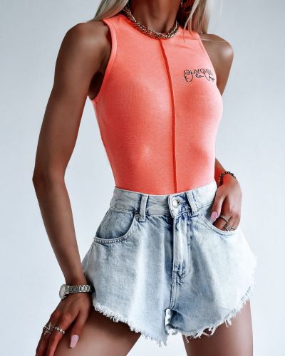 T-shirt damski OLAVOGA EVEL neon pomarańcz - FashionPlace - 3