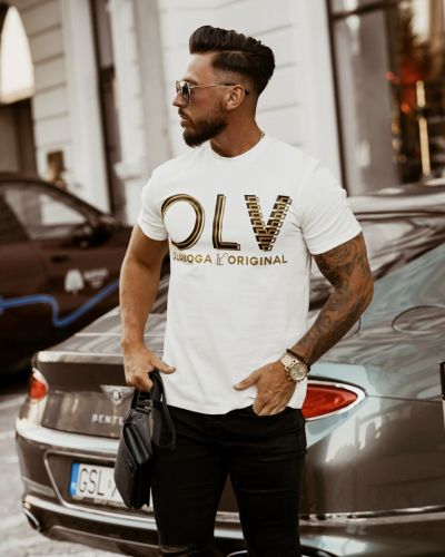 T-shirt męski OLAVOGA GOLD&BLACK biel - FashionPlace - 3