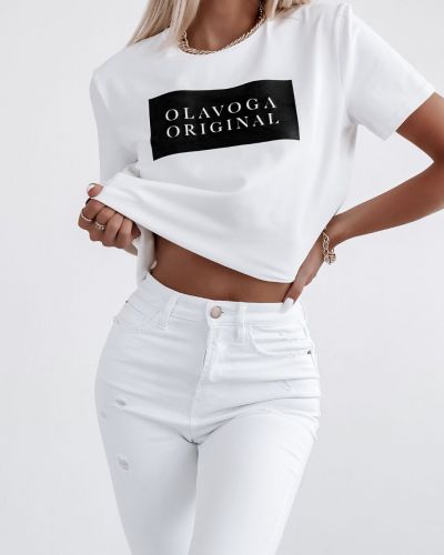 T-shirt damski OLAVOGA JUST ORIGINAL ecru - FashionPlace - 1