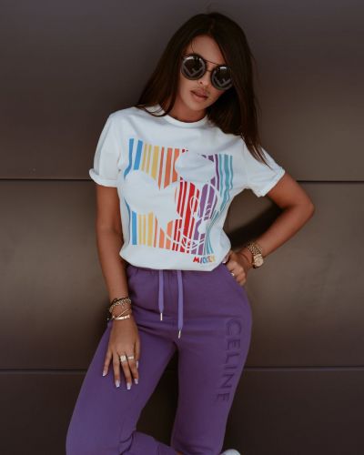 T-shirt damski OLAVOGA RAINBOW MICKEY ecru - FashionPlace - 1