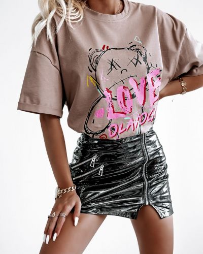 T-shirt damski OLAVOGA BEAR jasny beż - FashionPlace - 1