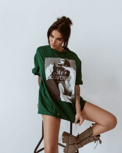 T-shirt damski OLAVOGA LADY butelkowa zieleń - FashionPlace - 1